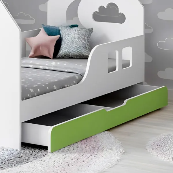 Pat pentru copii Happy Babies House Cloud L02 70 x 140 cm / PAL / Green photo 2