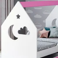 Детская кровать Happy Babies House Cloud L02 70 x 140 см / ЛДСП / Розовый photo 3