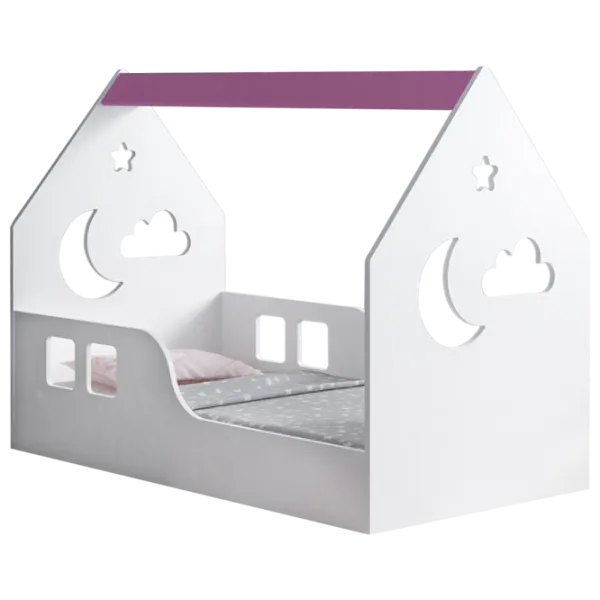 Pat pentru copii Happy Babies House Cloud L03 80 x 160 cm / PAL / Pink photo 1