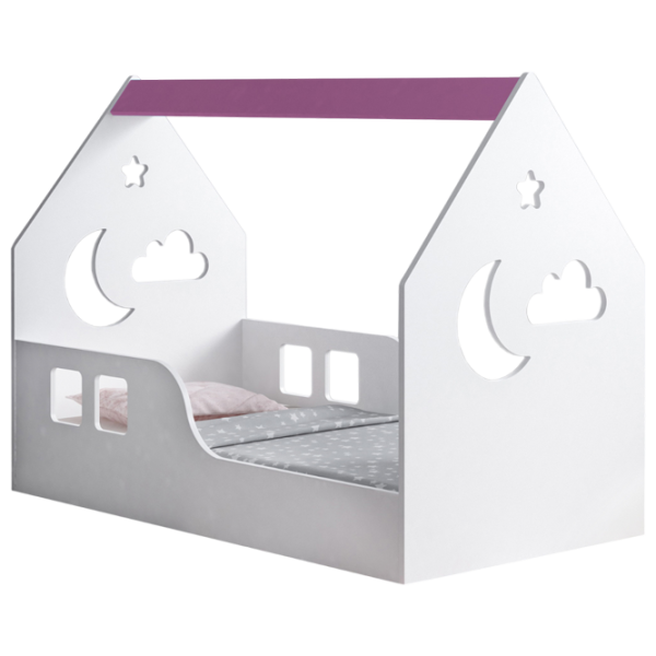 Pat pentru copii Happy Babies House Cloud L03 80 x 160 cm / PAL / Pink photo 1