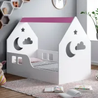 Детская кровать Happy Babies House Cloud L03 80 x 160 см / ЛДСП / Розовый photo 2