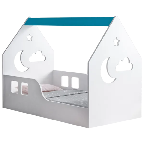 Pat pentru copii Happy Babies House Cloud L03 80 x 160 cm / PAL / Blue photo 1