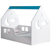 Pat pentru copii Happy Babies House Cloud L03 80 x 160 cm / PAL / Blue