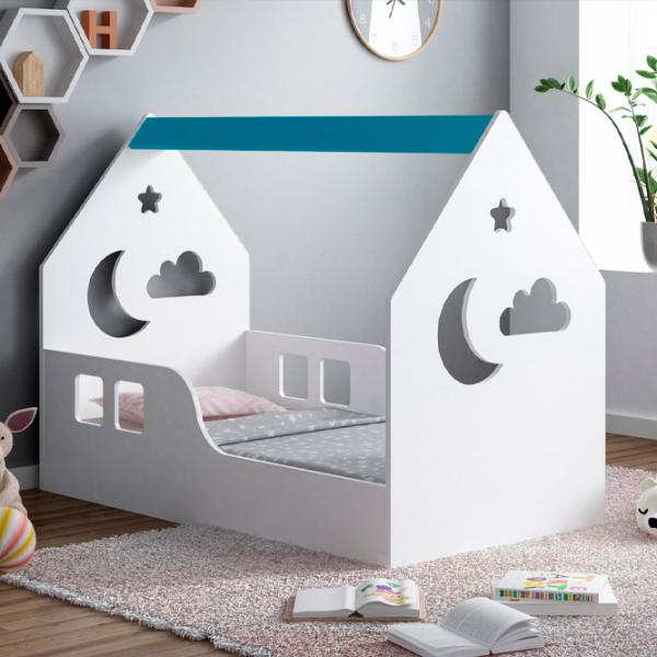 Pat pentru copii Happy Babies House Cloud L03 80 x 160 cm / PAL / Blue photo 2