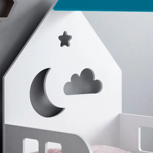 Pat pentru copii Happy Babies House Cloud L03 80 x 160 cm / PAL / Blue photo 3