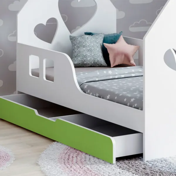 Детская кровать Happy Babies House Heart L04 80 x 160 см / ЛДСП / Зеленый photo 2 Детская кровать Happy Babies House Heart L04 80 x 160 см / ЛДСП / Зеленый photo 2