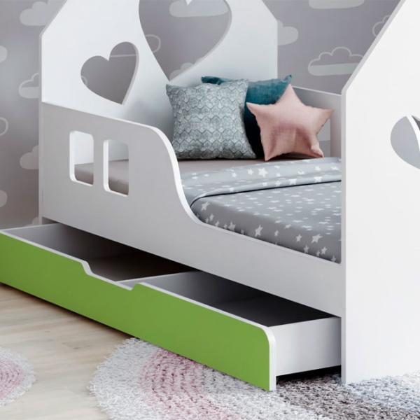 Детская кровать Happy Babies House Heart L04 80 x 160 см / ЛДСП / Зеленый photo 2 Детская кровать Happy Babies House Heart L04 80 x 160 см / ЛДСП / Зеленый photo 2