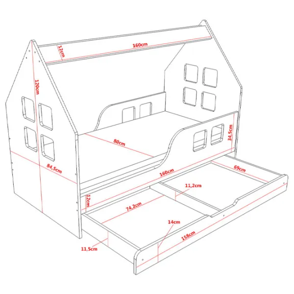 Детская кровать Happy Babies House Heart L04 80 x 160 см / ЛДСП / Синий photo 4 Детская кровать Happy Babies House Heart L04 80 x 160 см / ЛДСП / Синий photo 4