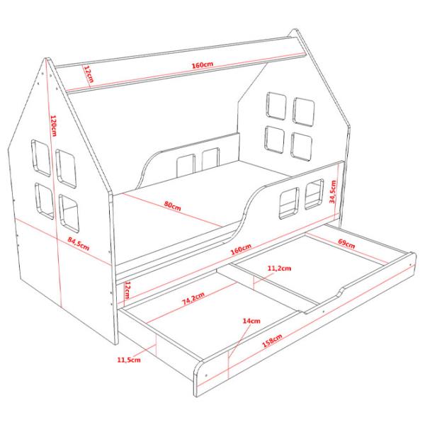 Детская кровать Happy Babies House Heart L04 80 x 160 см / ЛДСП / Синий photo 4 Детская кровать Happy Babies House Heart L04 80 x 160 см / ЛДСП / Синий photo 4