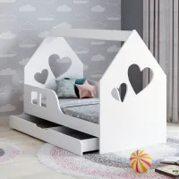 Детская кровать Happy Babies House Heart L04 80 x 160 см / ЛДСП / Белый