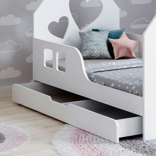 Pat pentru copii Happy Babies House Heart L04 80 x 160 cm / PAL / White photo 2