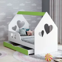 Детская кровать Happy Babies House Heart L02 70 x 140 см / ЛДСП / Зеленый