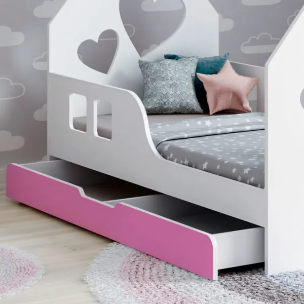 Детская кровать Happy Babies House Heart L02 70 x 140 см / ЛДСП / Розовый photo 2