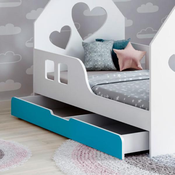 Детская кровать Happy Babies House Heart L02 70 x 140 см / ЛДСП / Синий photo 2