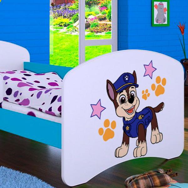 Pat pentru copii Happy Babies Happy Police Dog L07 90 x 190 cm / Placa / Blue photo 2
