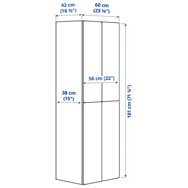 Шкаф Ikea Smastad/Platsa 60 x 42см x 181 / ДСП / Белый photo 7