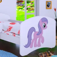 Pat pentru copii Happy Babies Happy Pony L05 90 x 180 cm / Placa / White photo 2