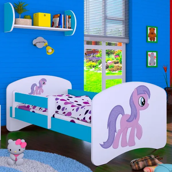 Pat pentru copii Happy Babies Happy Pony L05 90 x 180 cm / Placa / Blue photo 1
