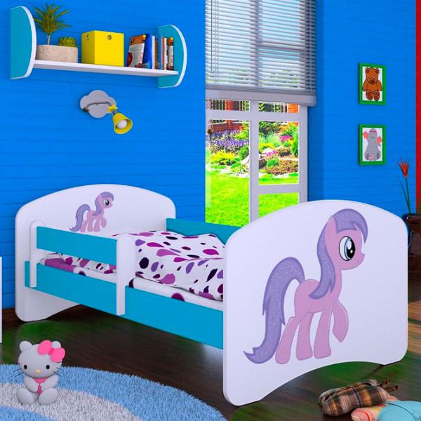Pat pentru copii Happy Babies Happy Pony L05 90 x 180 cm / Placa / Blue photo 1