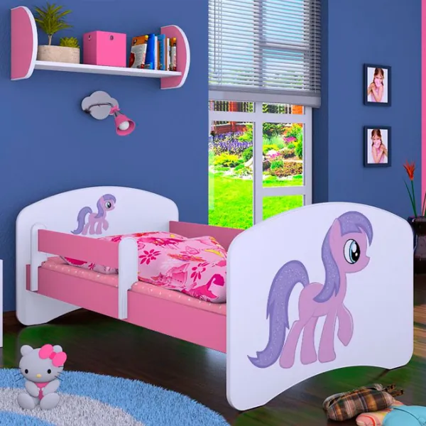 Pat pentru copii Happy Babies Happy Pony L05 90 x 180 cm / Placa / Pink photo 1