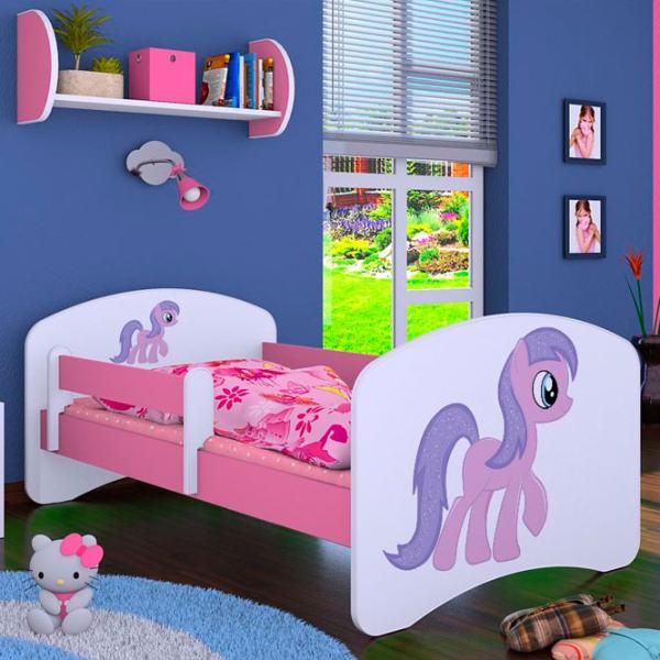 Pat pentru copii Happy Babies Happy Pony L05 90 x 180 cm / Placa / Pink photo 1