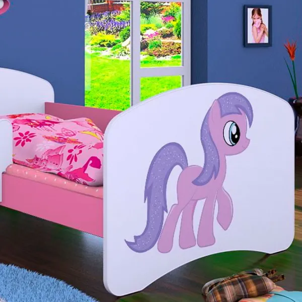 Pat pentru copii Happy Babies Happy Pony L05 90 x 180 cm / Placa / Pink photo 2