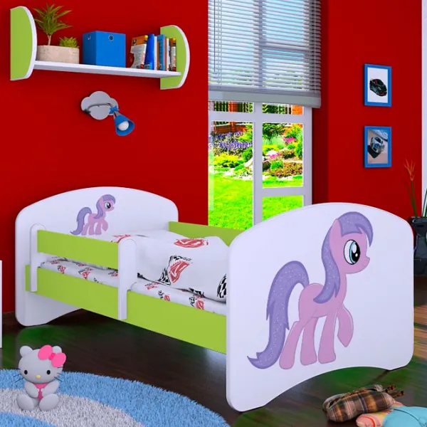 Pat pentru copii Happy Babies Happy Pony L05 90 x 180 cm / Placa / Green photo 1