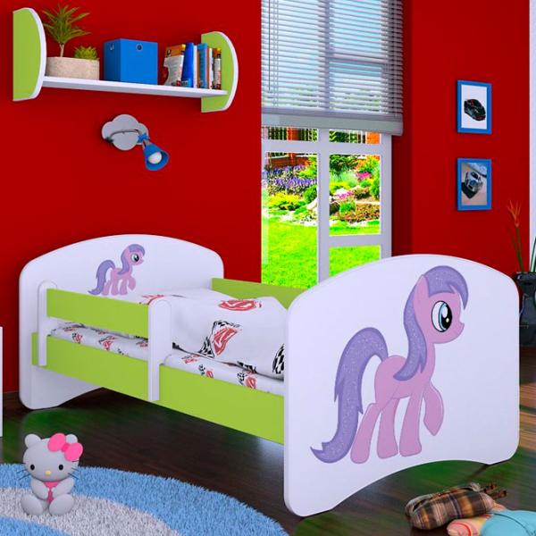 Pat pentru copii Happy Babies Happy Pony L05 90 x 180 cm / Placa / Green photo 1