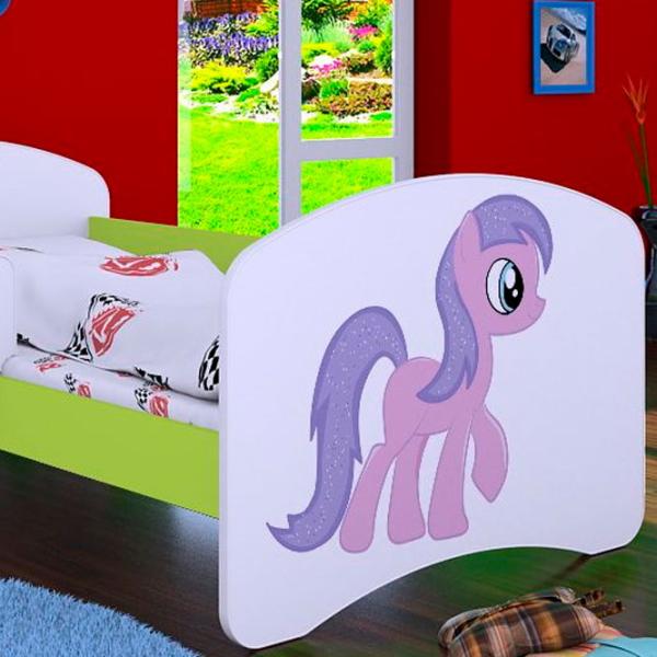 Pat pentru copii Happy Babies Happy Pony L05 90 x 180 cm / Placa / Green photo 2
