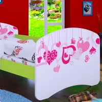 Детская кровать Happy Babies Happy Falling Hearts L07 90 x 190 см / Щит / Зеленый photo 2