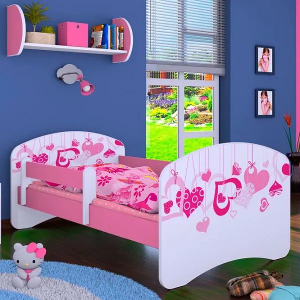 Pat pentru copii Happy Babies Happy Falling Hearts L07 90 x 190 cm / Placa / Pink photo 1 Pat pentru copii Happy Babies Happy Falling Hearts L07 90 x 190 cm / Placa / Pink photo 1