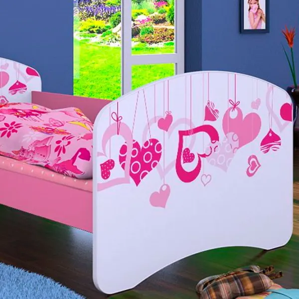 Pat pentru copii Happy Babies Happy Falling Hearts L07 90 x 190 cm / Placa / Pink photo 2 Pat pentru copii Happy Babies Happy Falling Hearts L07 90 x 190 cm / Placa / Pink photo 2