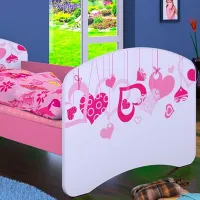 Детская кровать Happy Babies Happy Falling Hearts L07 90 x 190 см / Щит / Розовый photo 2