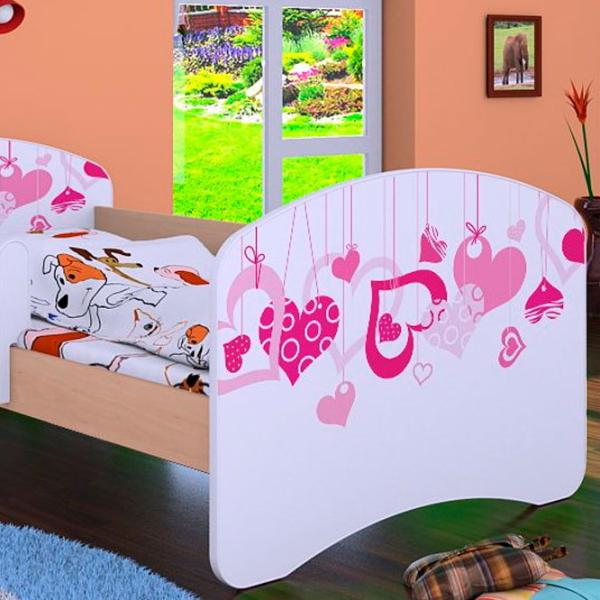 Pat pentru copii Happy Babies Happy Falling Hearts L07 90 x 190 cm / Placa / Light Pear photo 2