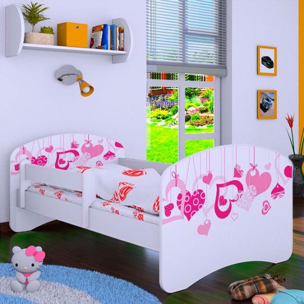 Детская кровать Happy Babies Happy Falling Hearts L07 90 x 190 см / Щит / Белый photo 1