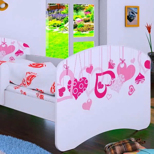 Детская кровать Happy Babies Happy Falling Hearts L07 90 x 190 см / Щит / Белый photo 2