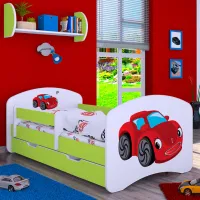 Pat pentru copii Happy Babies Happy Fairy Car L02 70 x 140 cm / Placa / Green