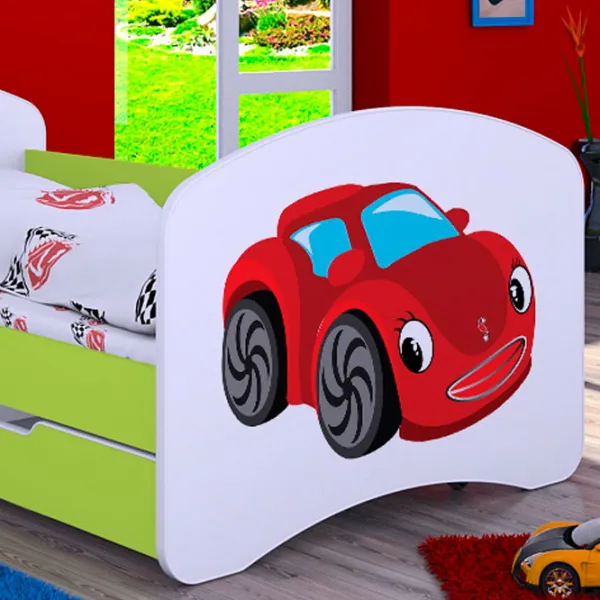 Pat pentru copii Happy Babies Happy Fairy Car L02 70 x 140 cm / Placa / Green photo 2