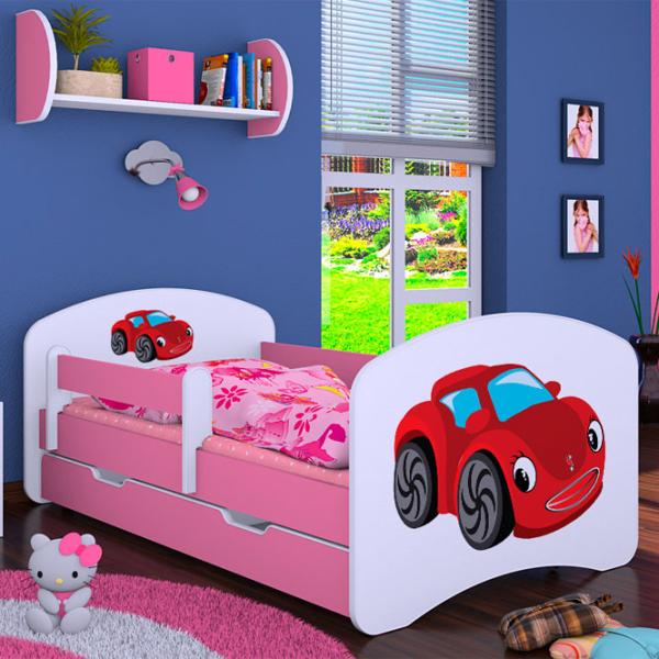 Pat pentru copii Happy Babies Happy Fairy Car L02 70 x 140 cm / Placa / Pink photo 1 Pat pentru copii Happy Babies Happy Fairy Car L02 70 x 140 cm / Placa / Pink photo 1