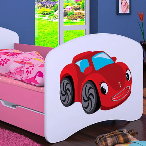 Pat pentru copii Happy Babies Happy Fairy Car L02 70 x 140 cm / Placa / Pink photo 2 Pat pentru copii Happy Babies Happy Fairy Car L02 70 x 140 cm / Placa / Pink photo 2