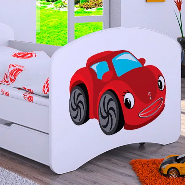 Детская кровать Happy Babies Happy Fairy Car L02 70 x 140 см / Щит / Белый photo 2