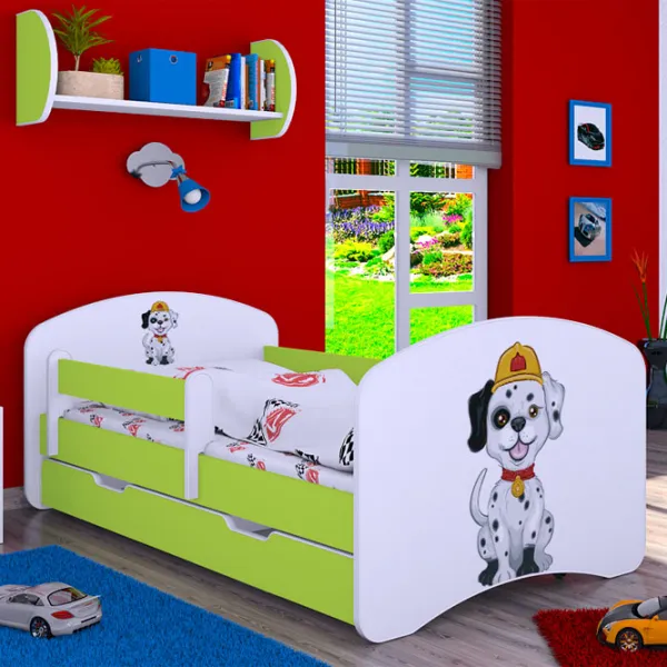 Детская кровать Happy Babies Happy Fire Dog L04 80 x 160 см / Щит / Зеленый photo 1