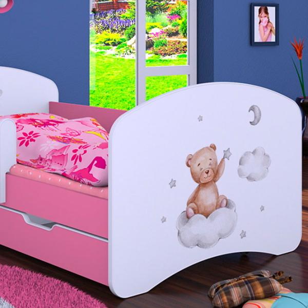 Pat pentru copii Happy Babies Happy Bear On Cloud L06 90 x 180 cm / Placa / Pink photo 2 Pat pentru copii Happy Babies Happy Bear On Cloud L06 90 x 180 cm / Placa / Pink photo 2