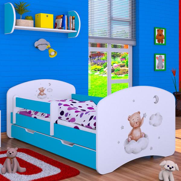 Pat pentru copii Happy Babies Happy Bear On Cloud L06 90 x 180 cm / Placa / Blue photo 1 Pat pentru copii Happy Babies Happy Bear On Cloud L06 90 x 180 cm / Placa / Blue photo 1