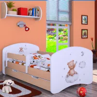 Pat pentru copii Happy Babies Happy Bear On Cloud L06 90 x 180 cm / Placa / Light Pear