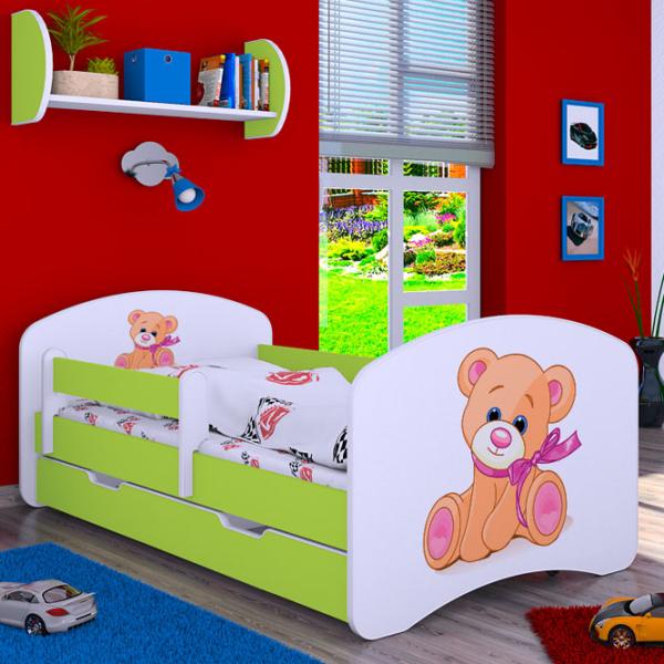 Pat pentru copii Happy Babies Happy Bear with Bow L04 80 x 160 cm / Placa / Green photo 1 Pat pentru copii Happy Babies Happy Bear with Bow L04 80 x 160 cm / Placa / Green photo 1