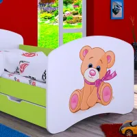 Pat pentru copii Happy Babies Happy Bear with Bow L04 80 x 160 cm / Placa / Green photo 2