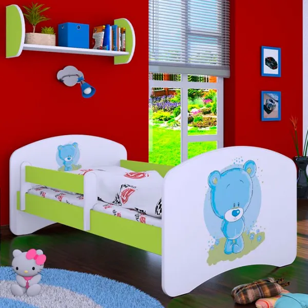 Pat pentru copii Happy Babies Happy Bear L05 90 x 180 cm / Placa / Green photo 1 Pat pentru copii Happy Babies Happy Bear L05 90 x 180 cm / Placa / Green photo 1