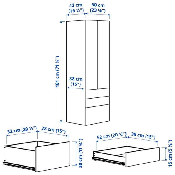 Шкаф Ikea Smastad/Platsa 60 x 42см x 181 / ДСП / Белый photo 6