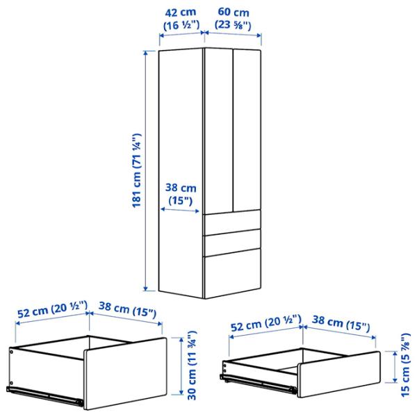 Шкаф Ikea Smastad/Platsa 60 x 42см x 181 / ДСП / Белый photo 6